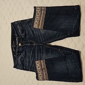 WHBM blue jeans, size 6, with gold embroidery. No tears or stains